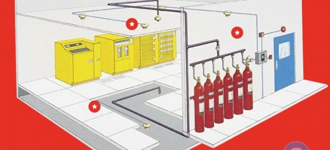 Установка модулей газового пожаротушения
