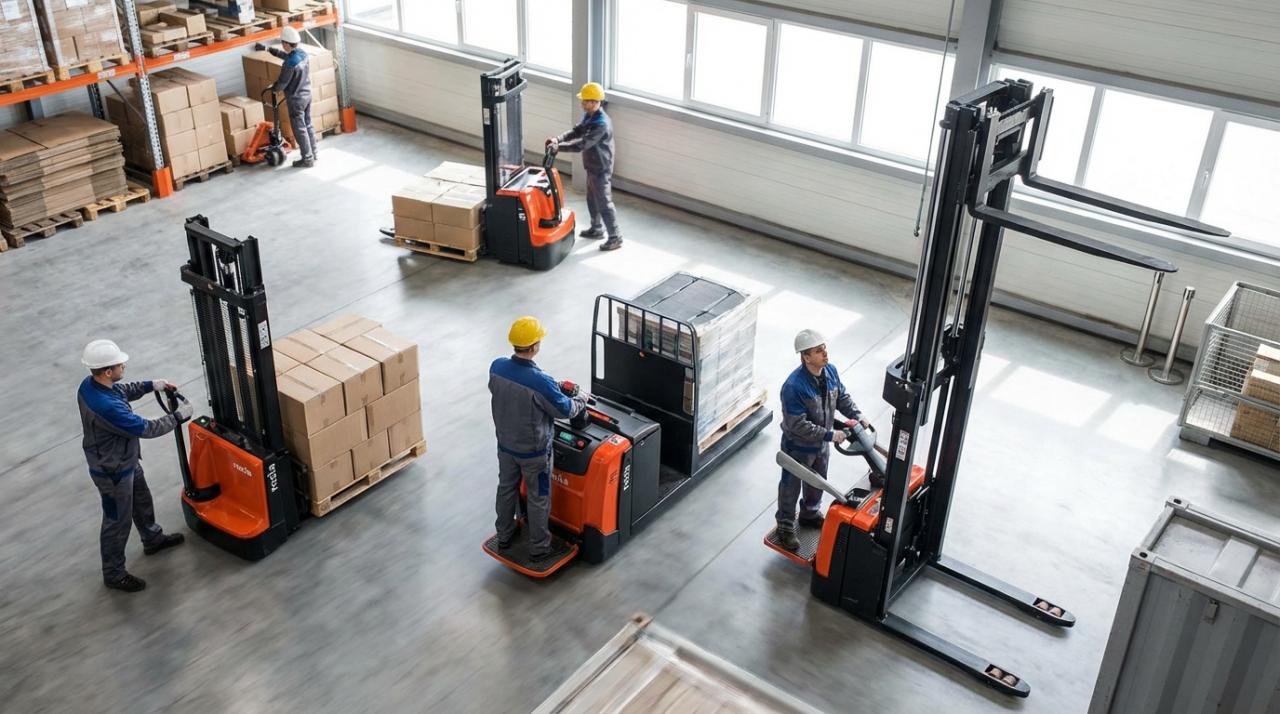 Различные типы гидравлических тележек-рохель в действии